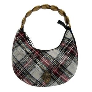 Kurt Geiger London Octavia Moonbag Tartan Plaid Crystal Shoulder Bag Purse